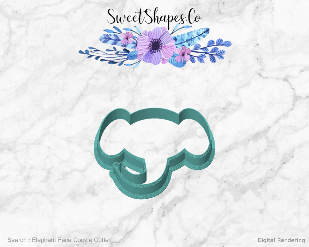 Elephant Face Cookie Cutter — front view