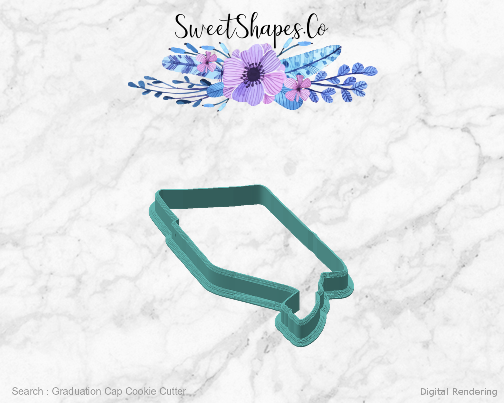 Graduation Cap Cookie Cutter — angled front view