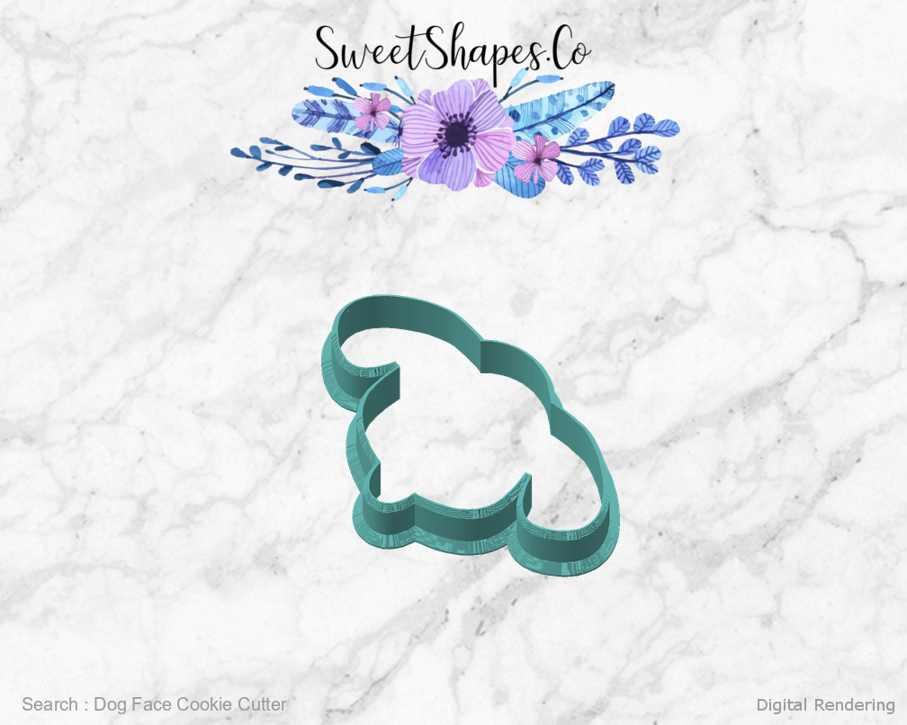 Dog Face Cookie Cutter — angled front view