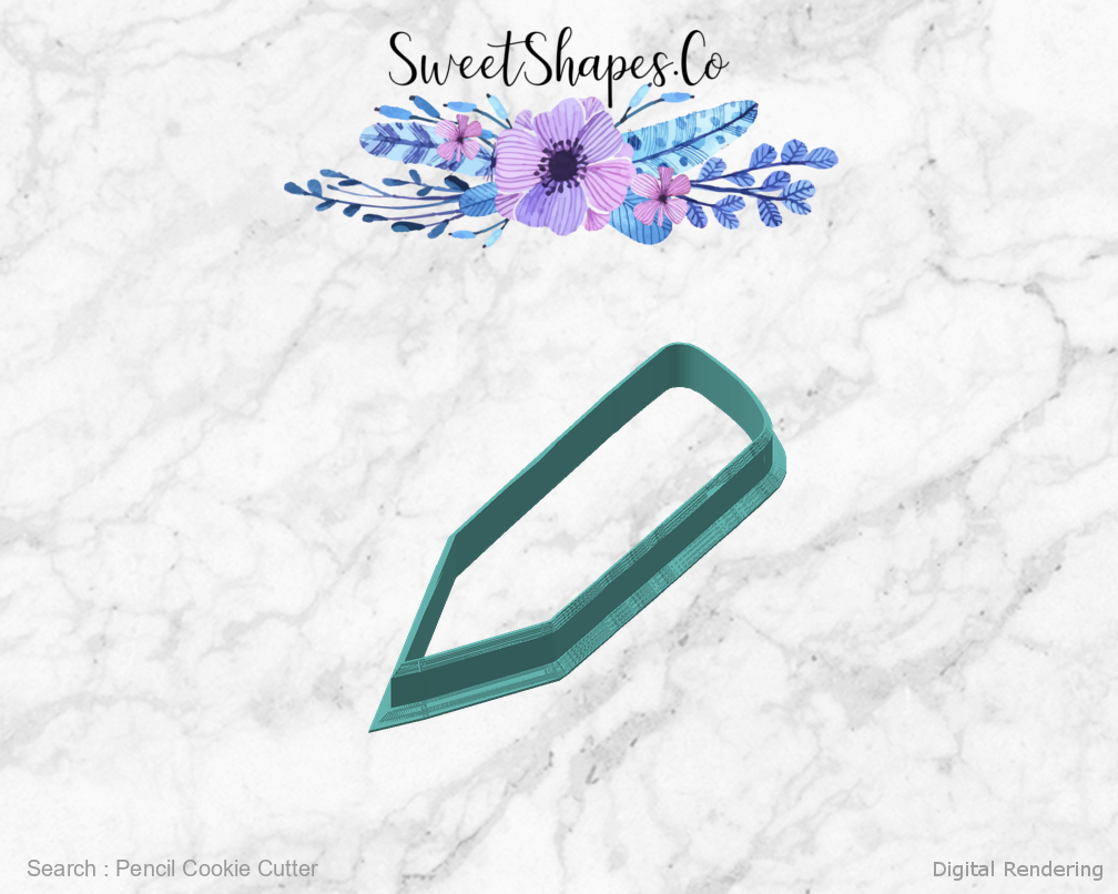 Pencil Cookie Cutter — angled front view