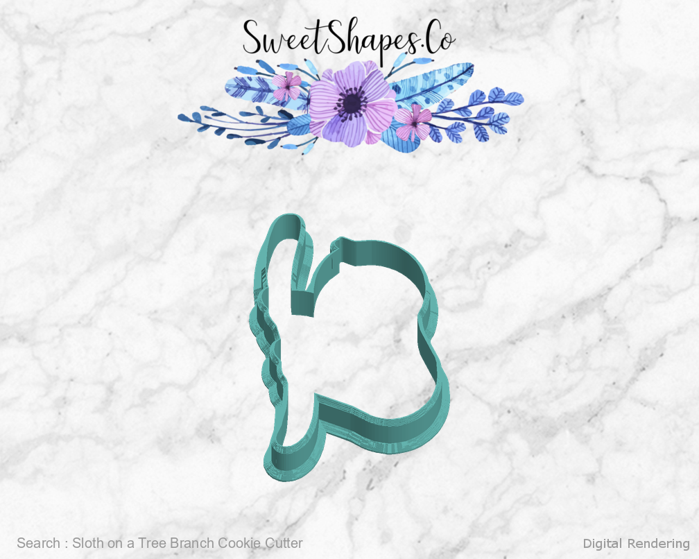 Sloth on a Tree Branch Cookie Cutter — left view
