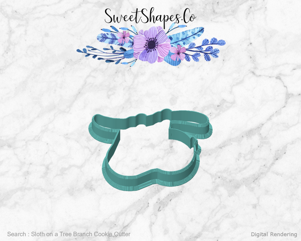 Sloth on a Tree Branch Cookie Cutter — front view