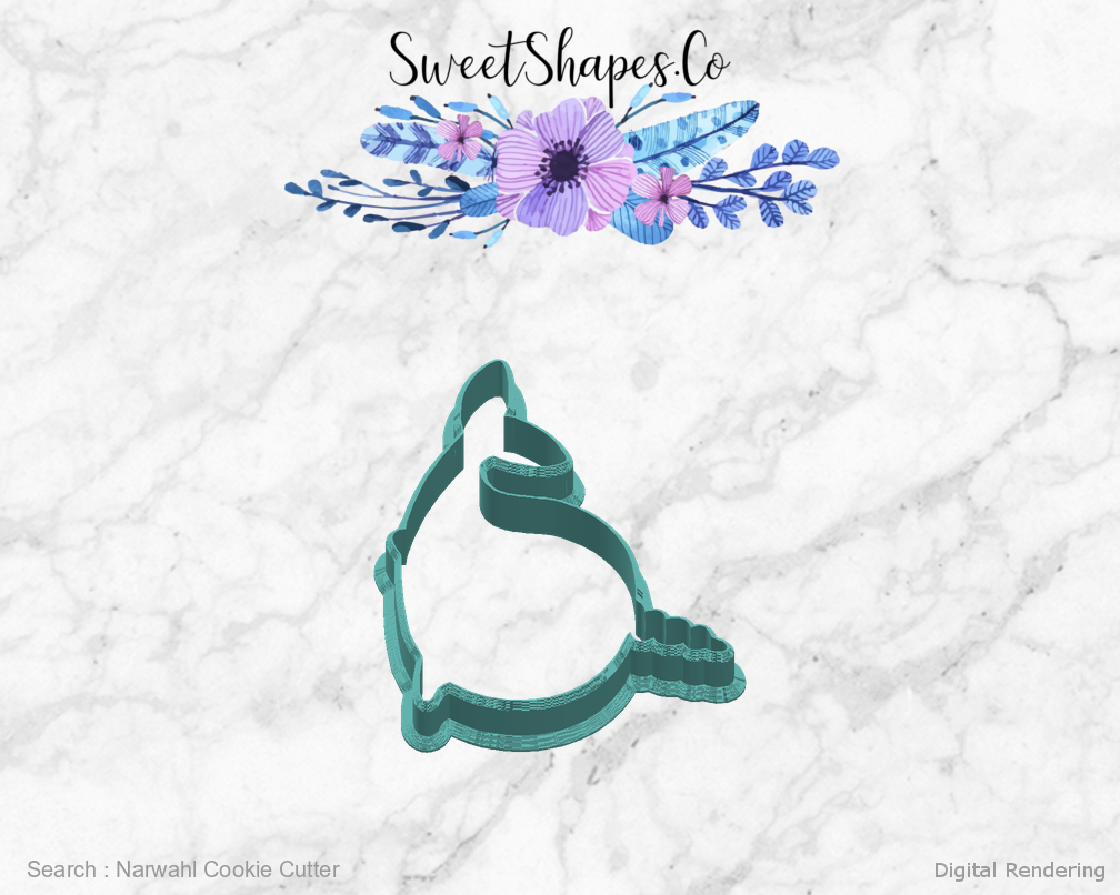 Narwahl Cookie Cutter — right view