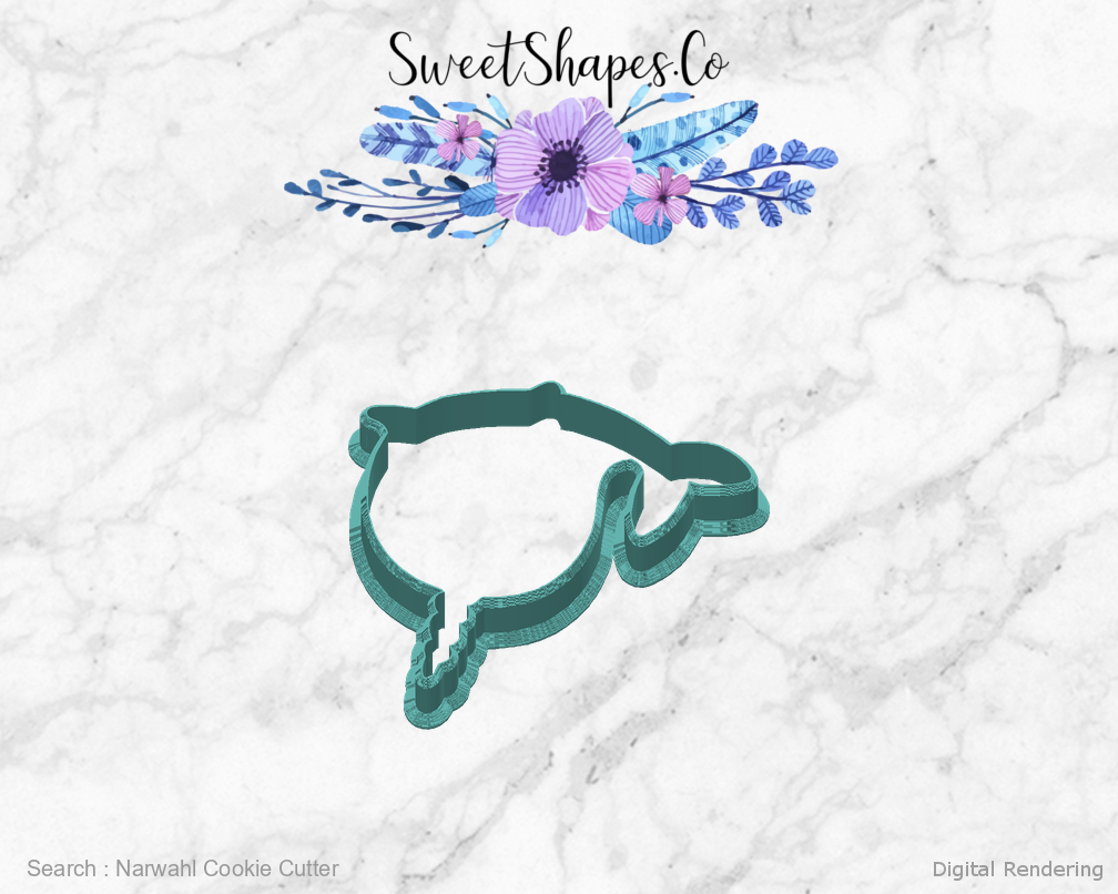 Narwahl Cookie Cutter — back view