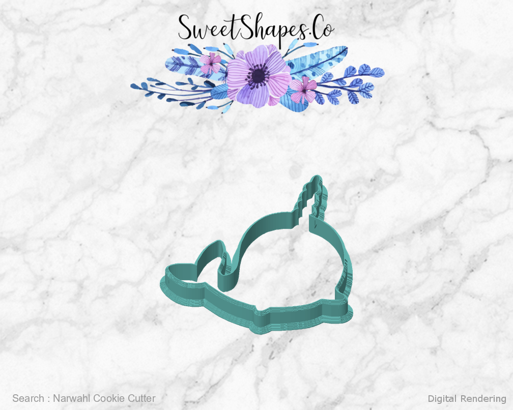 Narwahl Cookie Cutter — front view