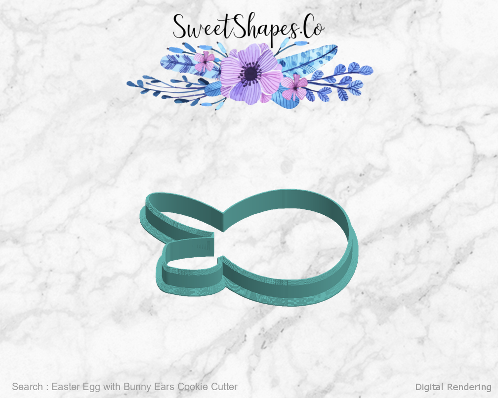 Easter Egg with Bunny Ears Cookie Cutter — left view