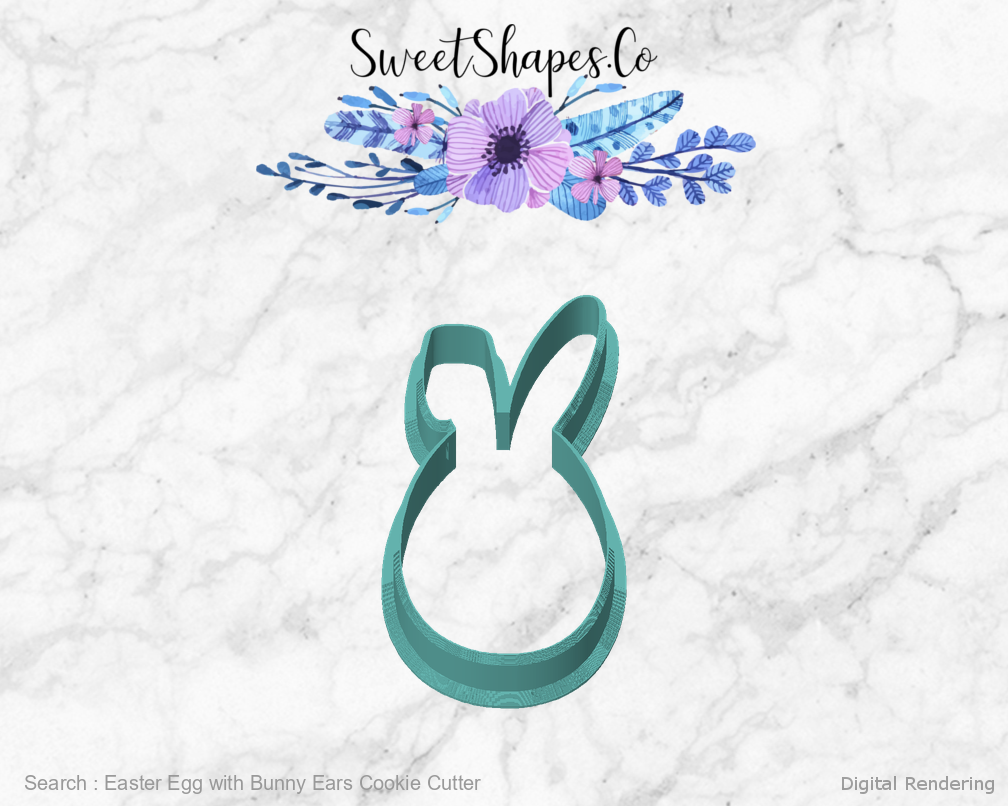 Easter Egg with Bunny Ears Cookie Cutter — front view