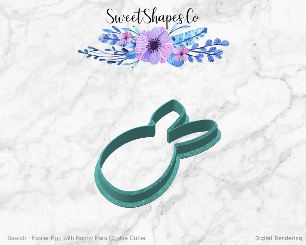 Easter Egg with Bunny Ears Cookie Cutter — angled front view
