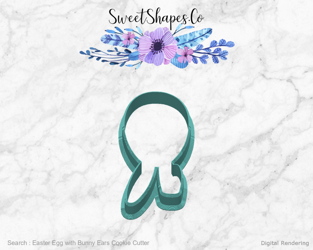 Easter Egg with Bunny Ears Cookie Cutter — back view