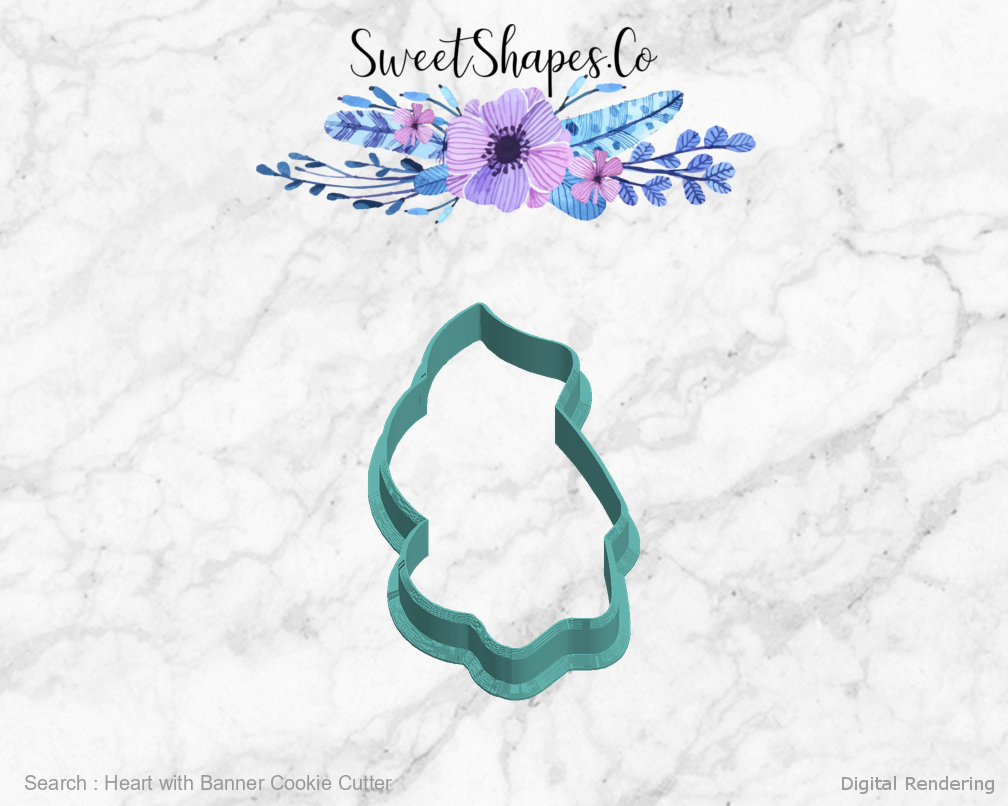 Heart with Banner Cookie Cutter — left view