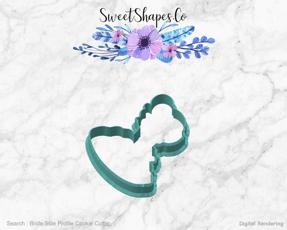 Bride Side Profile Cookie Cutter — angled front view
