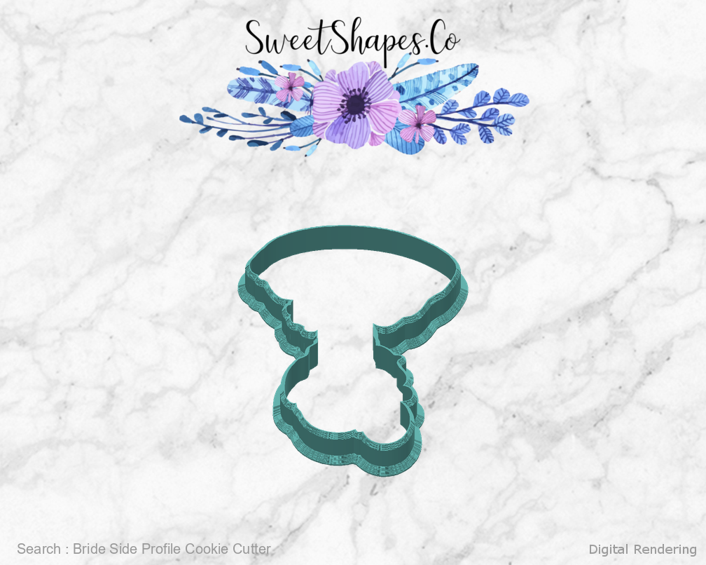 Bride Side Profile Cookie Cutter — back view