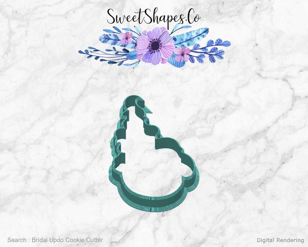 Bridal Updo Cookie Cutter — back view