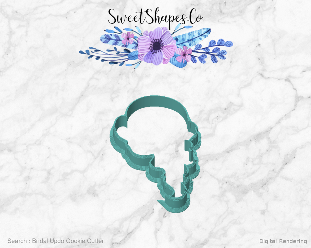 Bridal Updo Cookie Cutter — front view