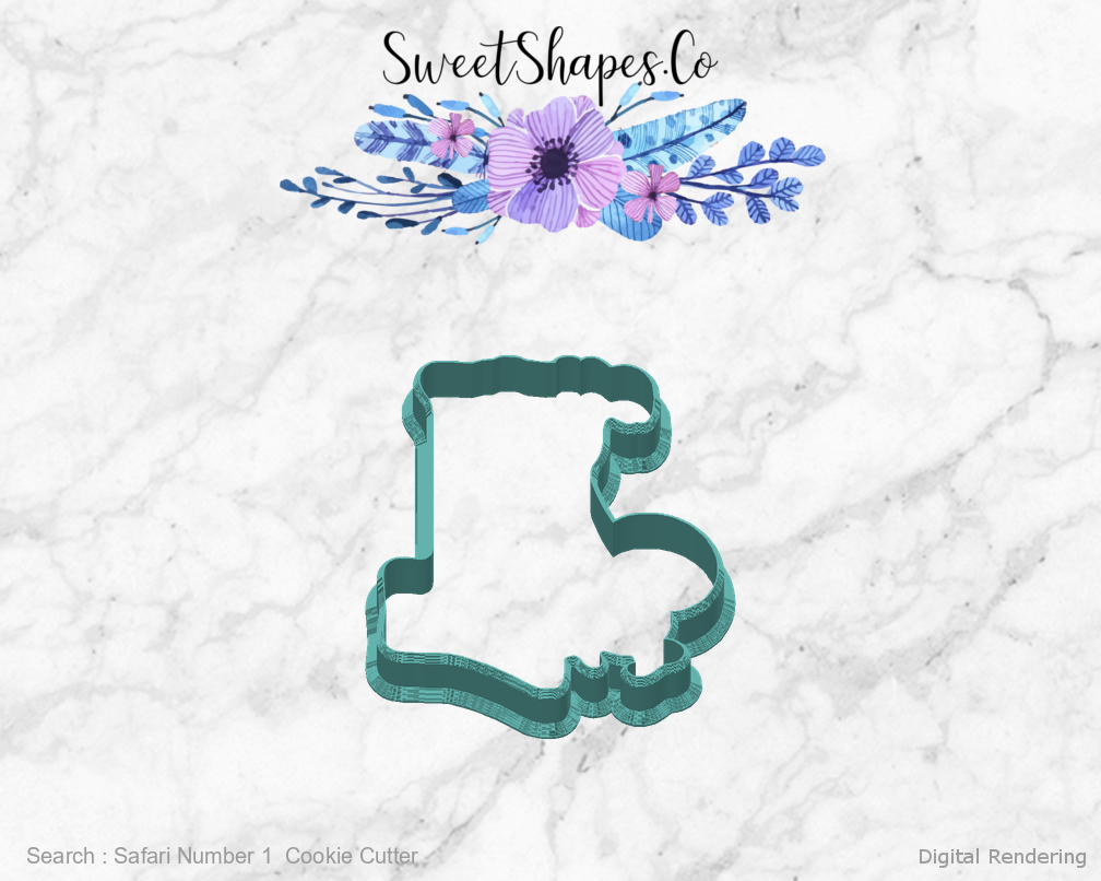 Safari Number 1  Cookie Cutter — back view