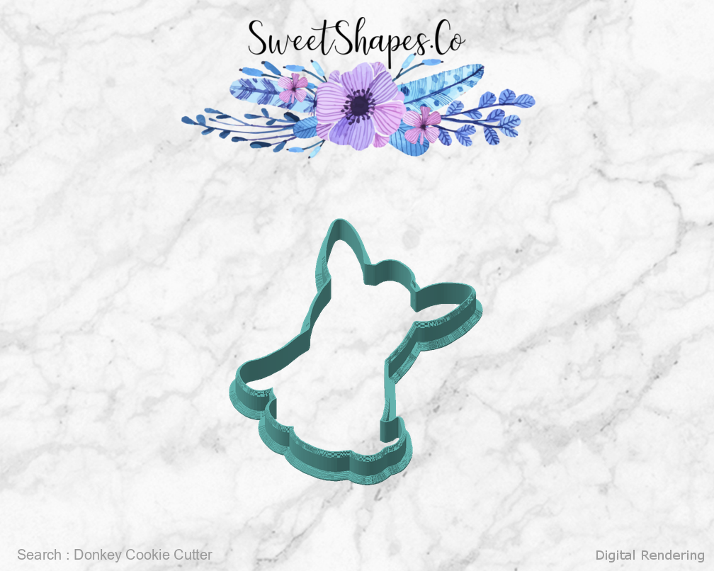 Donkey Cookie Cutter — angled front view
