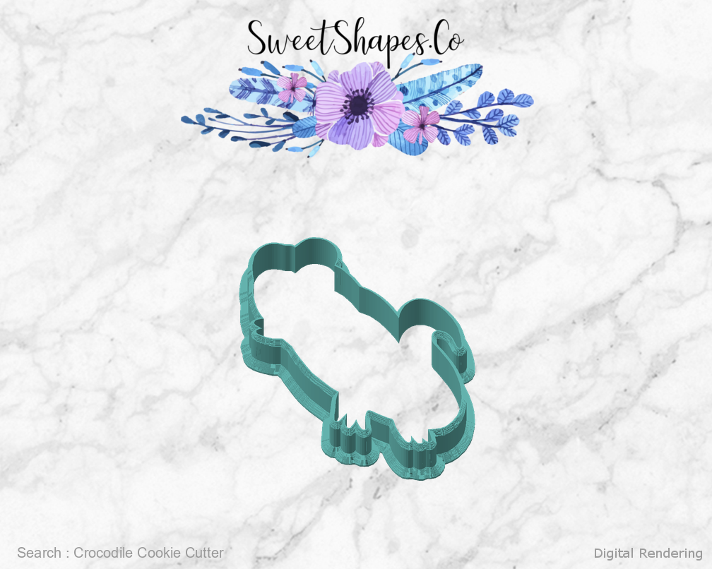 Crocodile Cookie Cutter — angled front view