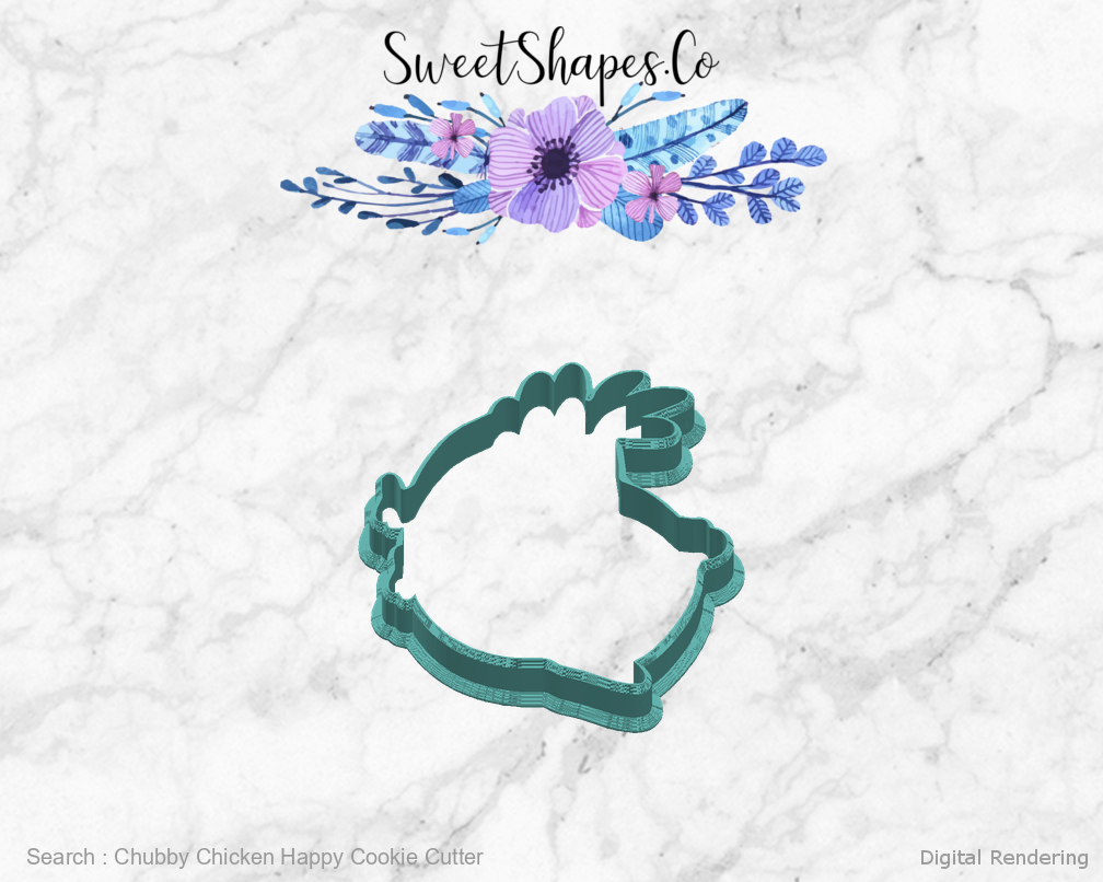 Chubby Chicken Happy Cookie Cutter — right view