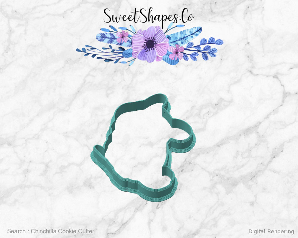 Chinchilla Cookie Cutter — angled front view