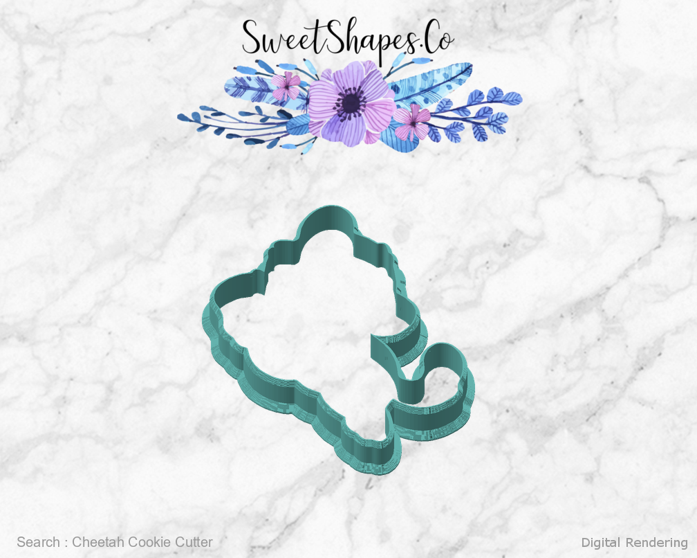 Cheetah Cookie Cutter — angled front view