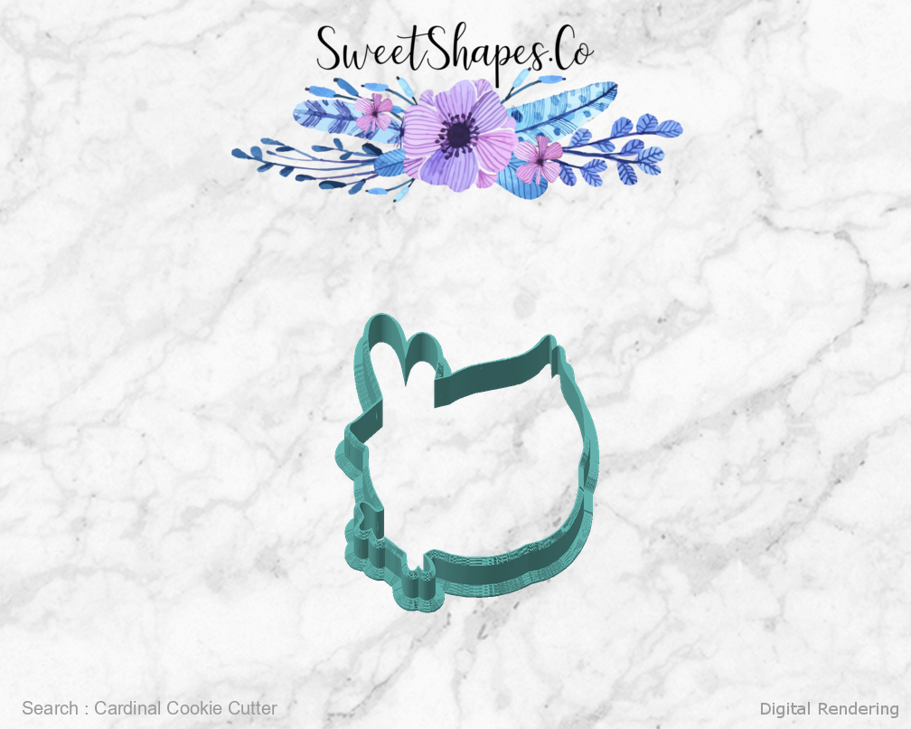 Cardinal Cookie Cutter — angled front view