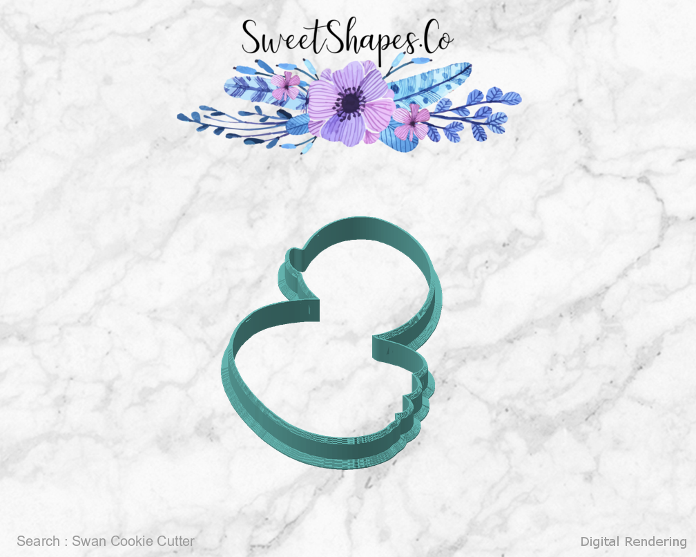Swan Cookie Cutter — angled front view