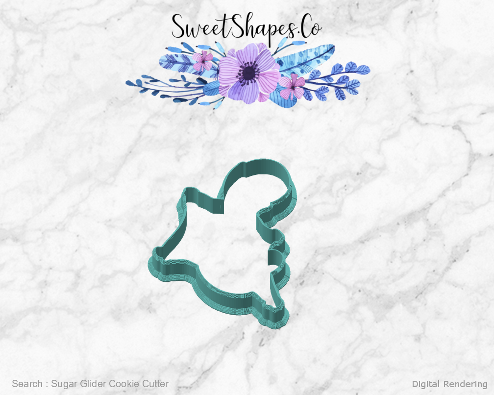 Sugar Glider Cookie Cutter — angled front view