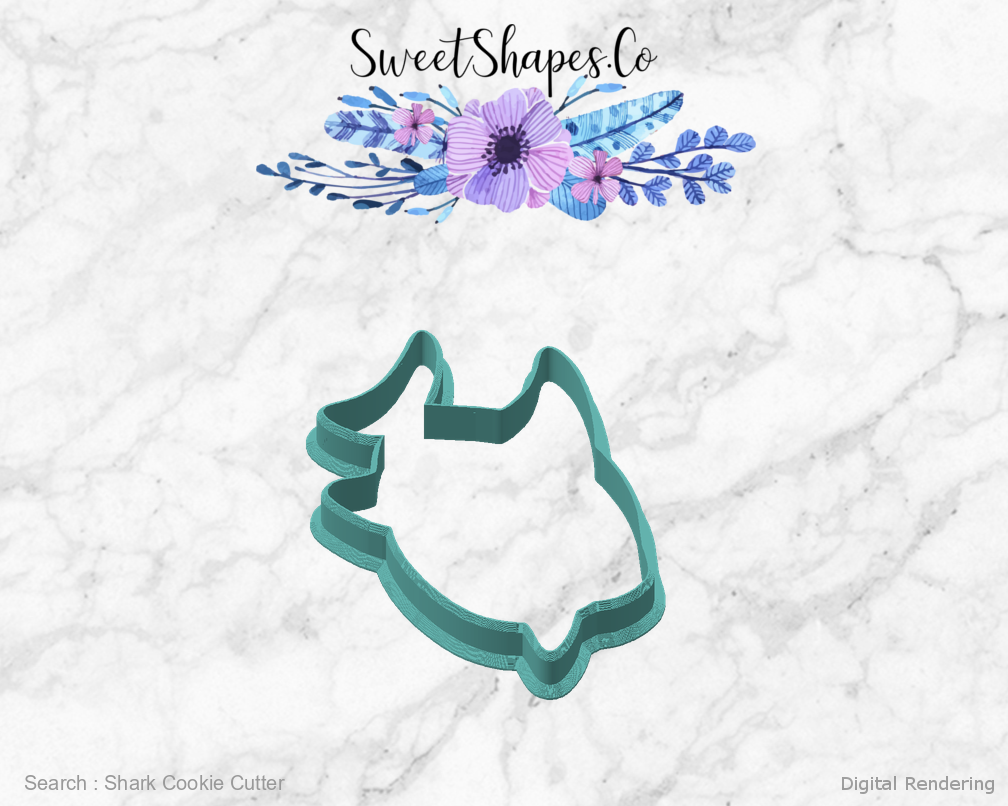 Shark Cookie Cutter — angled front view