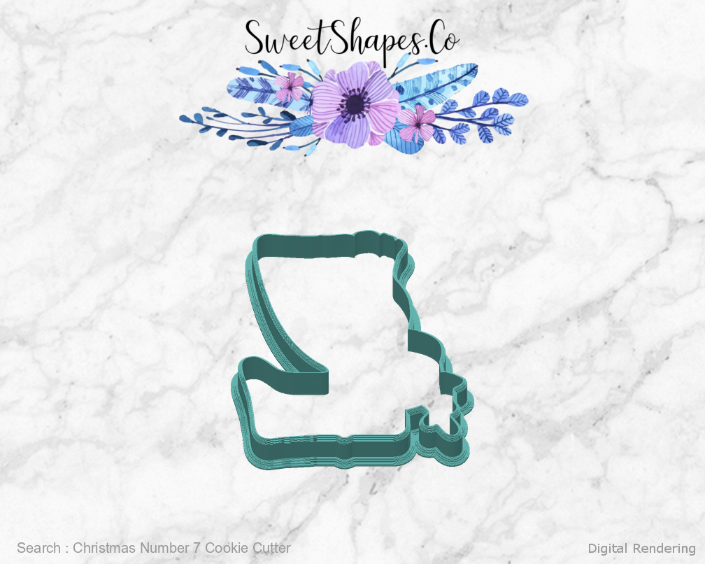 Christmas Number 7 Cookie Cutter — back view