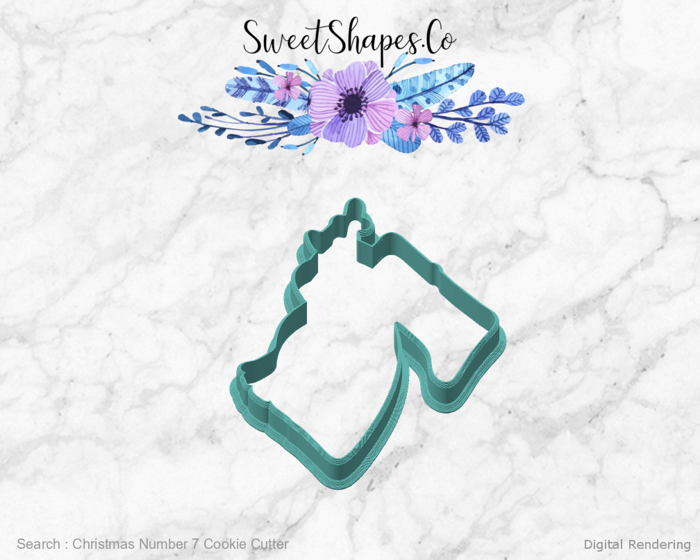 Christmas Number 7 Cookie Cutter — angled front view