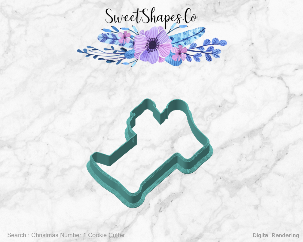 Christmas Number 1 Cookie Cutter — angled front view