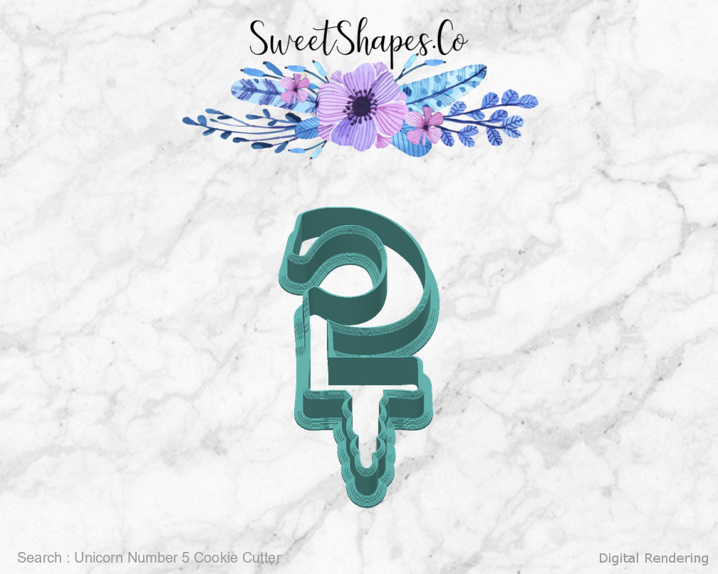 Unicorn Number 5 Cookie Cutter — back view