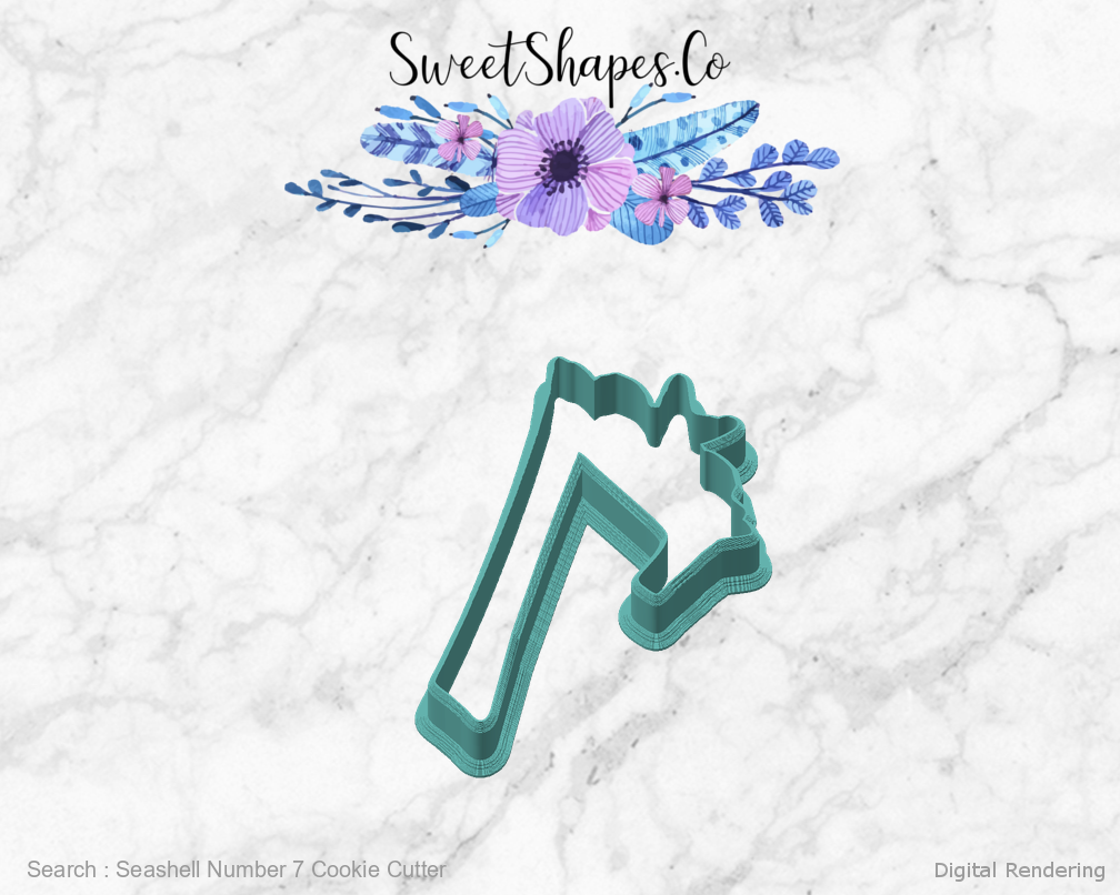 Seashell Number 7 Cookie Cutter — angled front view