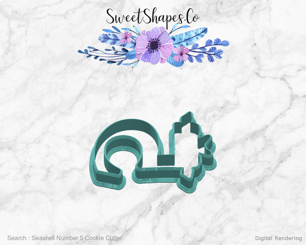 Seashell Number 5 Cookie Cutter — right view