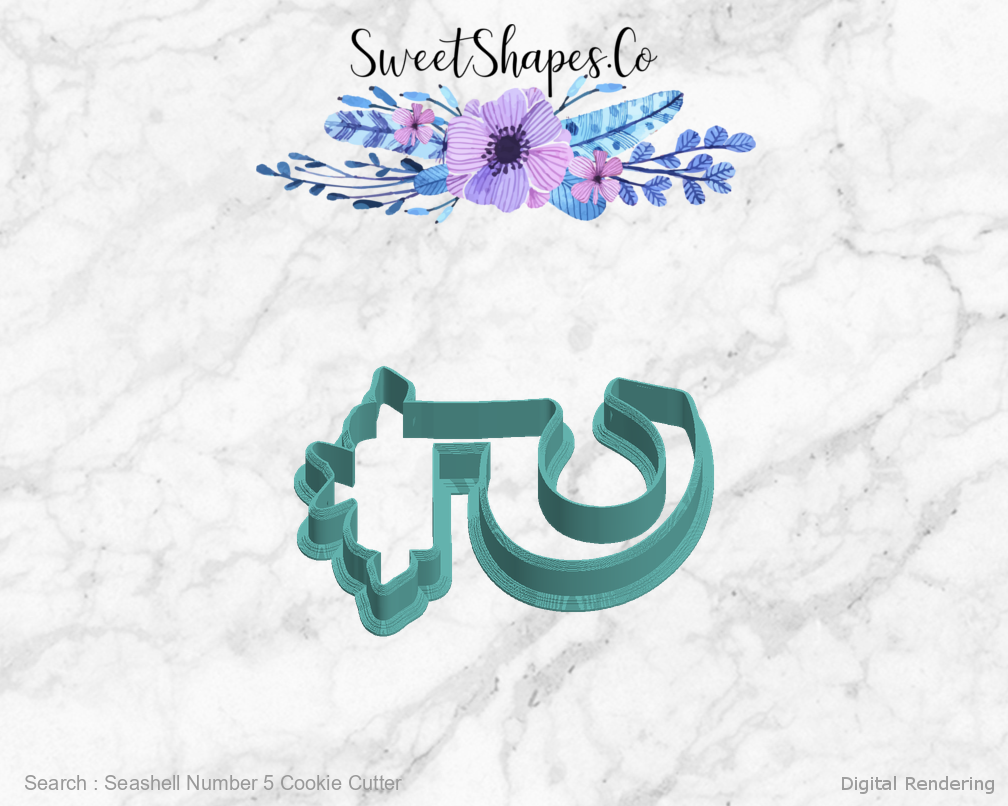 Seashell Number 5 Cookie Cutter — left view