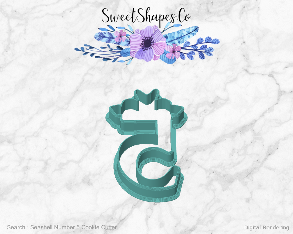 Seashell Number 5 Cookie Cutter — front view