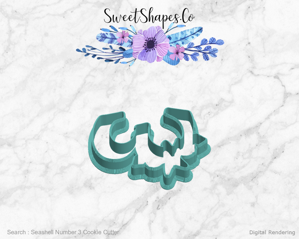 Seashell Number 3 Cookie Cutter — left view