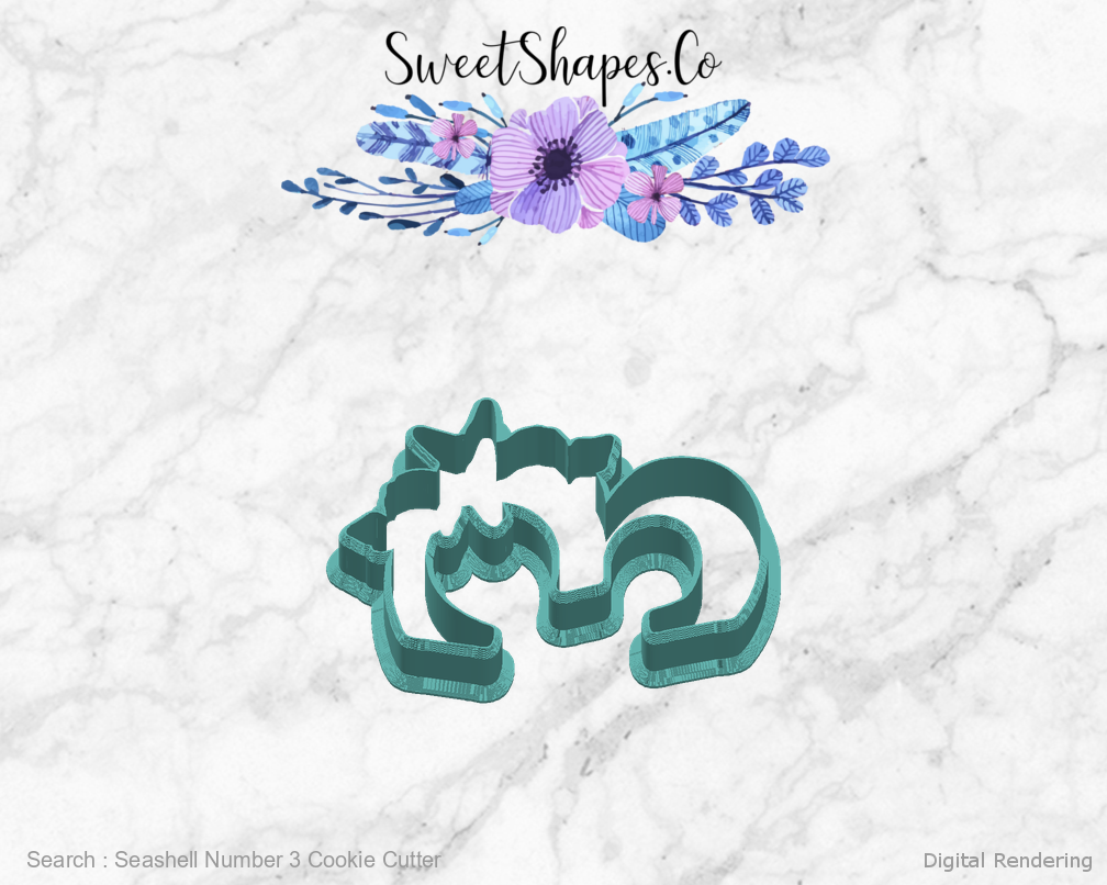 Seashell Number 3 Cookie Cutter — right view