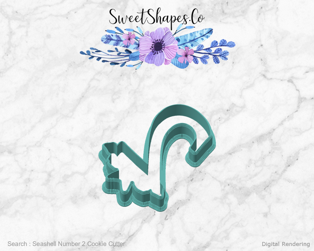 Seashell Number 2 Cookie Cutter — angled front view