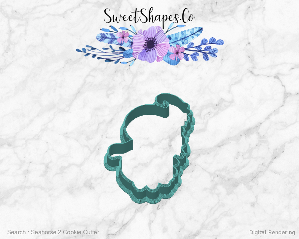 Seahorse 2 Cookie Cutter — back view