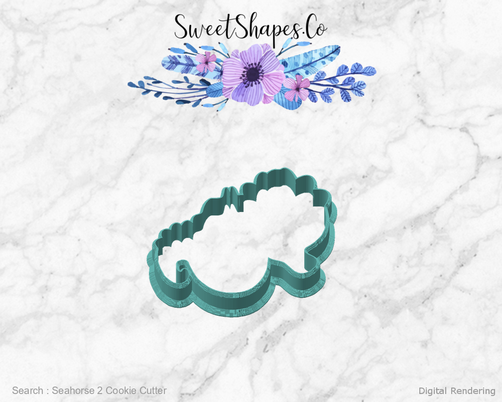 Seahorse 2 Cookie Cutter — angled front view