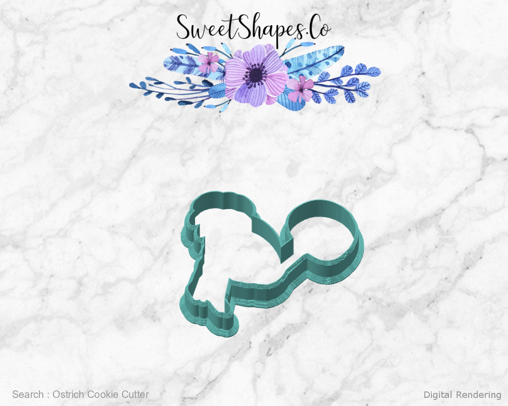 Ostrich Cookie Cutter — angled front view