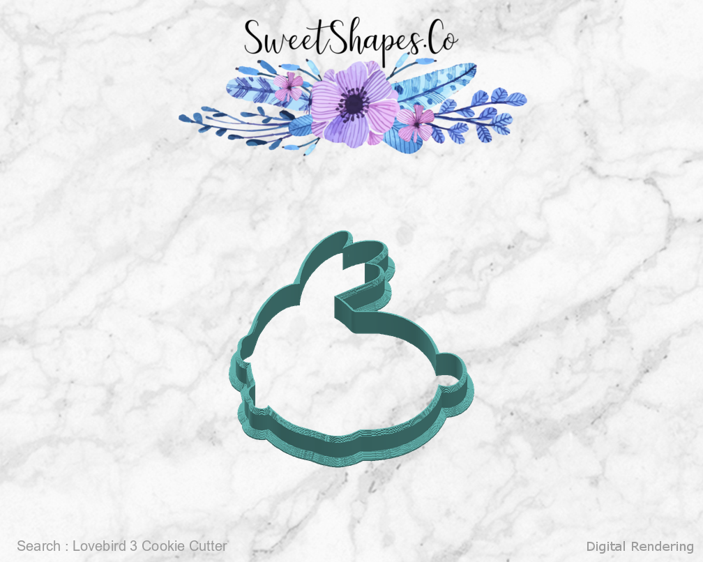 Lovebird 3 Cookie Cutter — right view