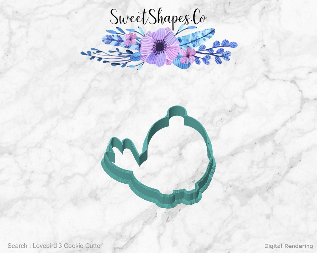 Lovebird 3 Cookie Cutter — front view