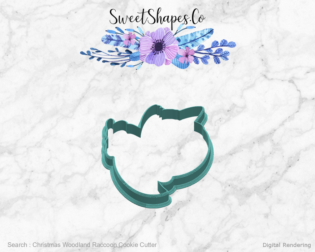 Christmas Woodland Raccoon Cookie Cutter — right view