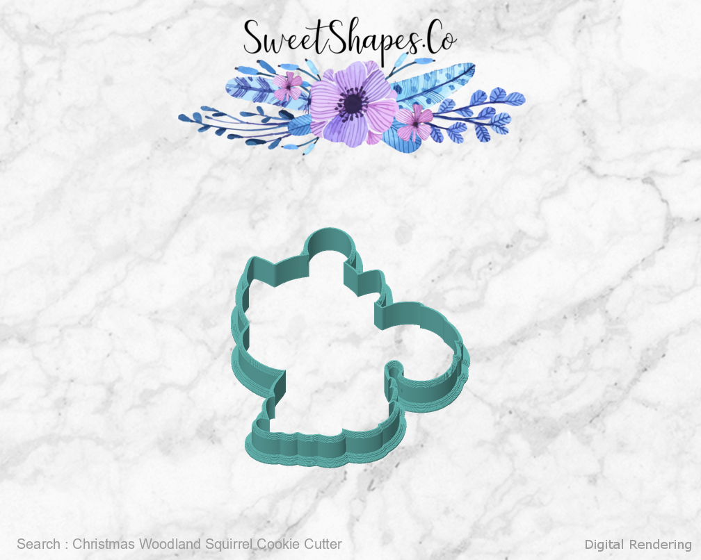 Christmas Woodland Squirrel Cookie Cutter — front view