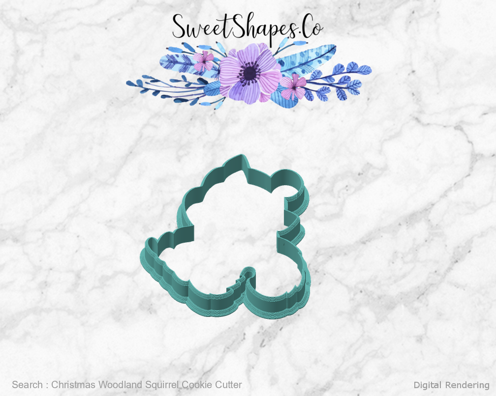 Christmas Woodland Squirrel Cookie Cutter — angled front view