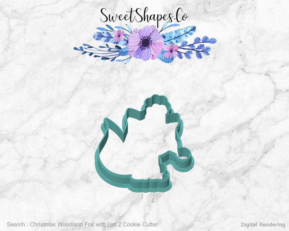 Christmas Woodland Fox with Hat 2 Cookie Cutter — front view