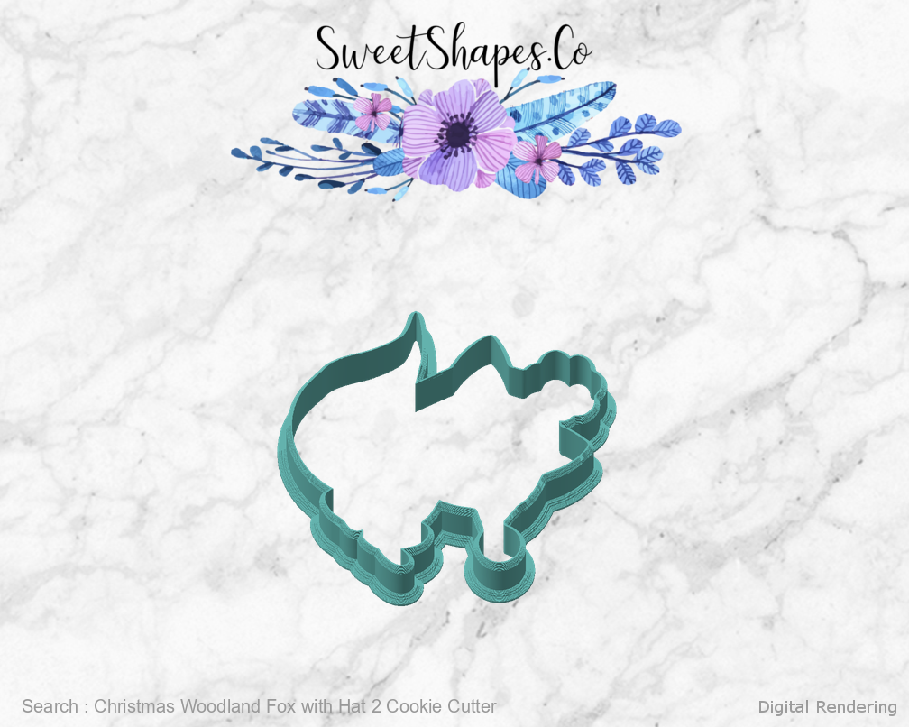 Christmas Woodland Fox with Hat 2 Cookie Cutter — angled front view
