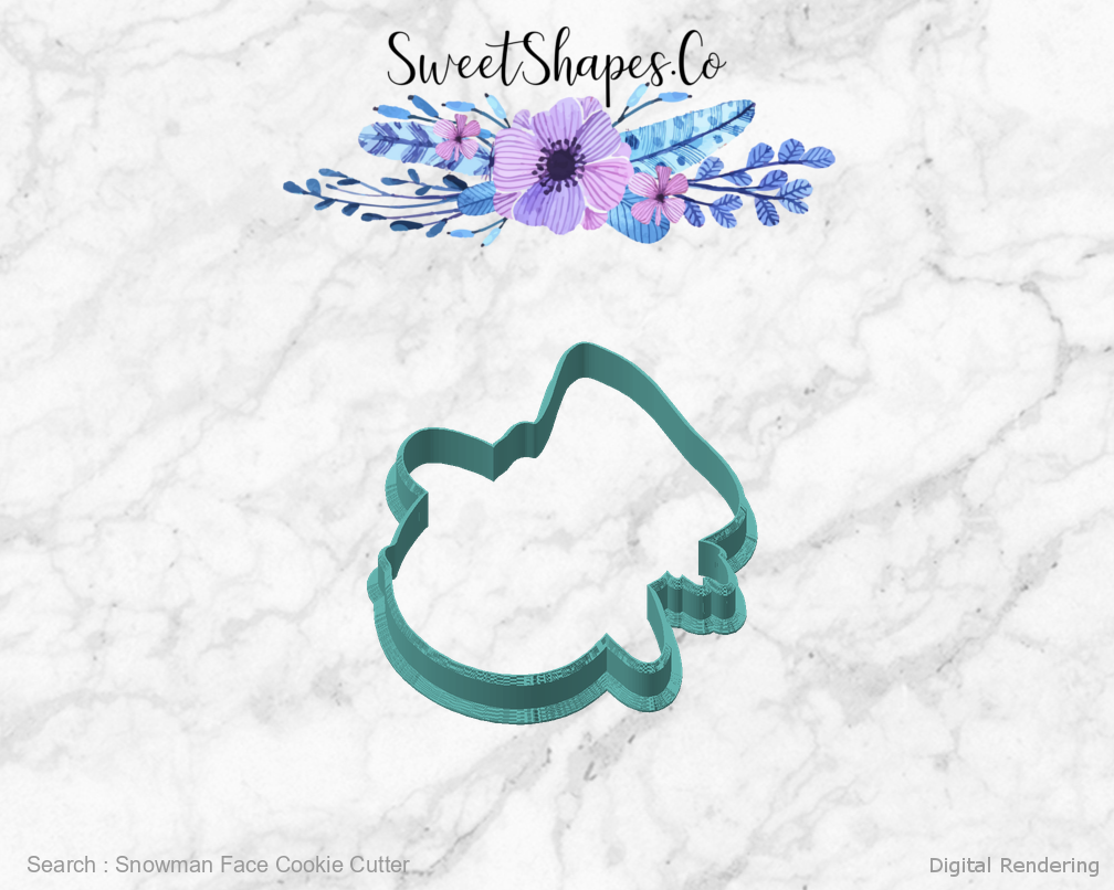 Snowman Face Cookie Cutter — angled front view